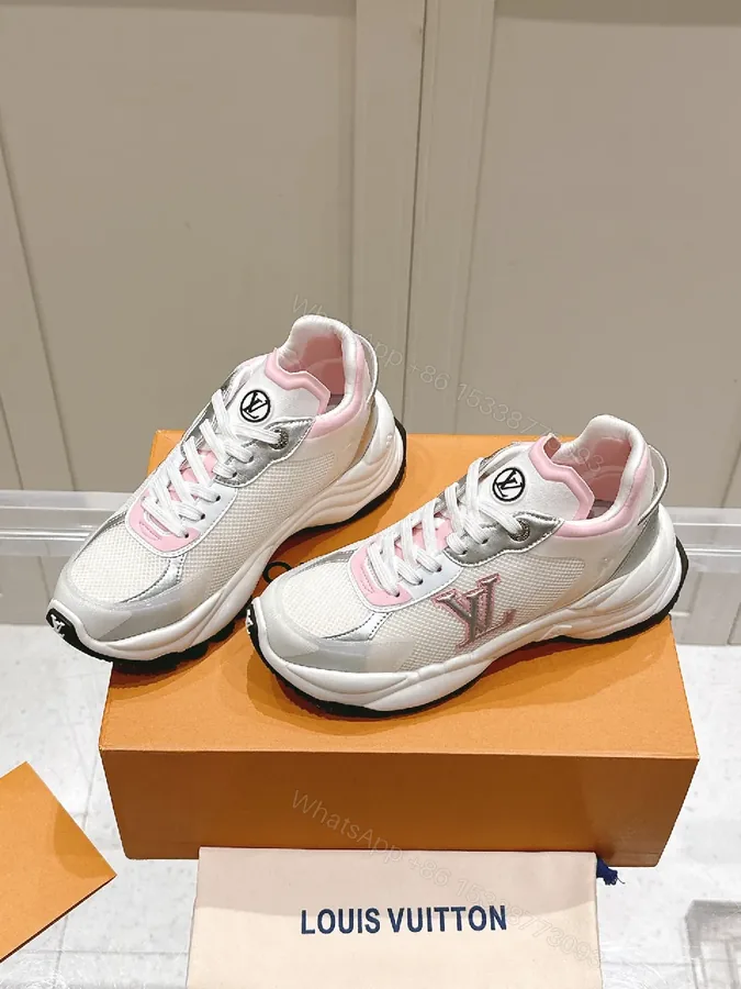 View 1 of White Pink Luxe Sneakers with LV-Style Detailing