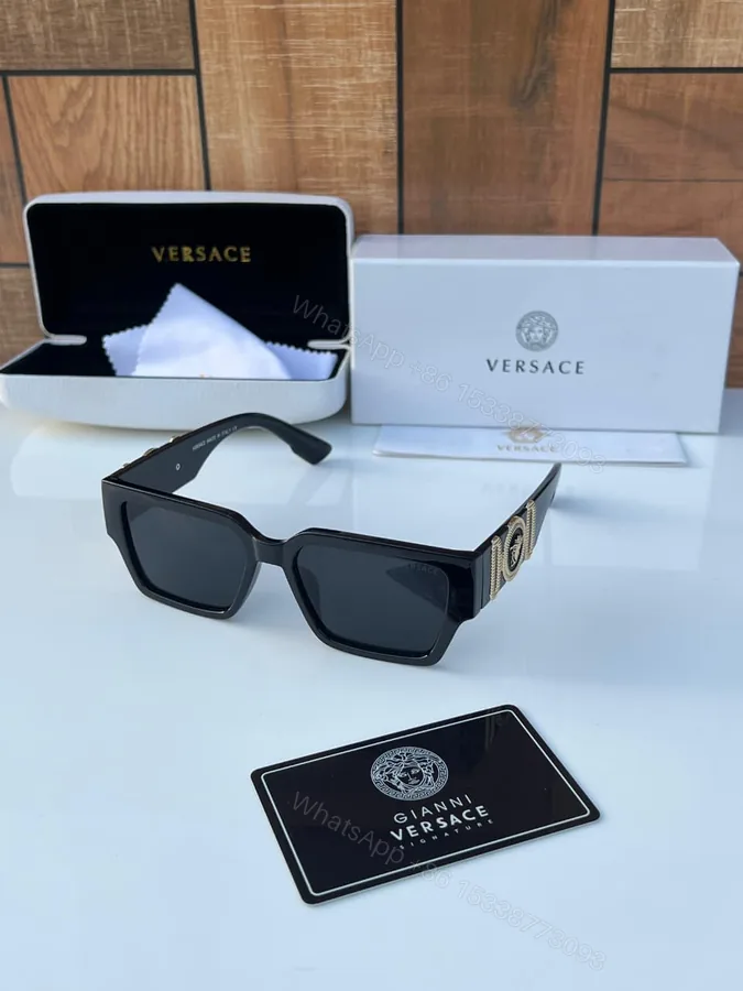 View 1 of Versace Medusa Square Black Gold Sunglasses