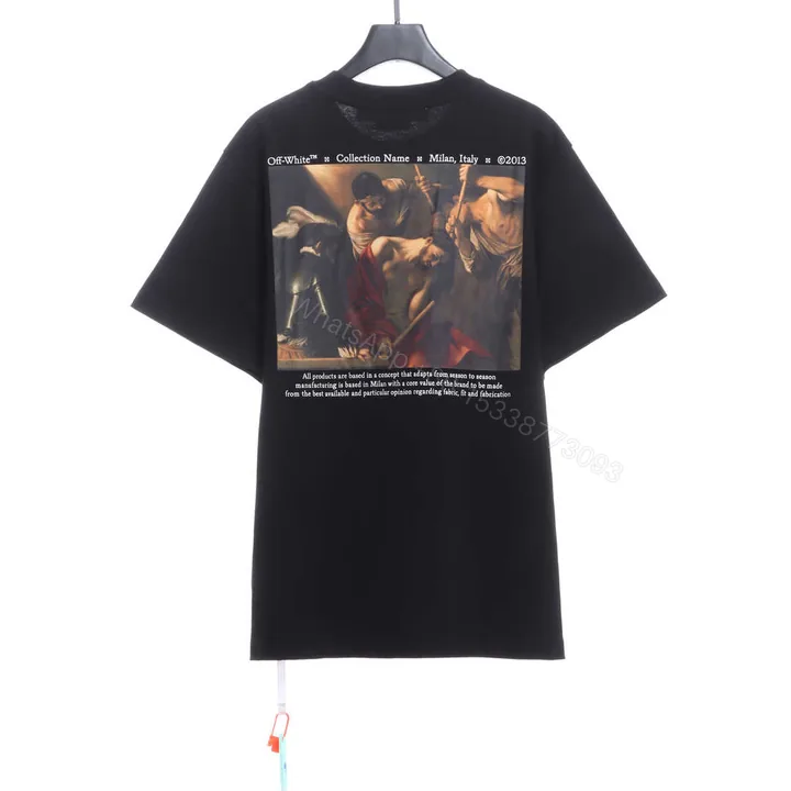 View 1 of Off-White Classical Religious Oil Painting T-Shirt