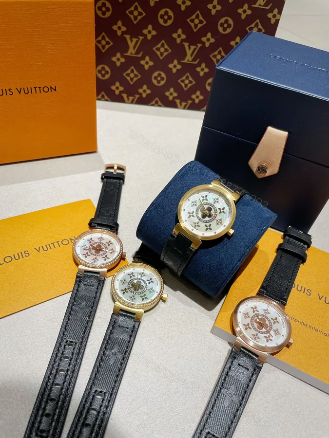View 1 of LV 一比一 女款 滿鑽花卉錶盤皮帶手錶 輕奢優雅款