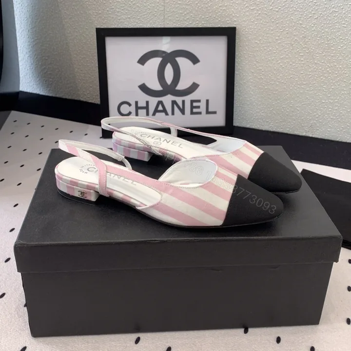 View 1 of 高仿Chanel*G31319A套腳露跟平底單鞋粉色免檢版