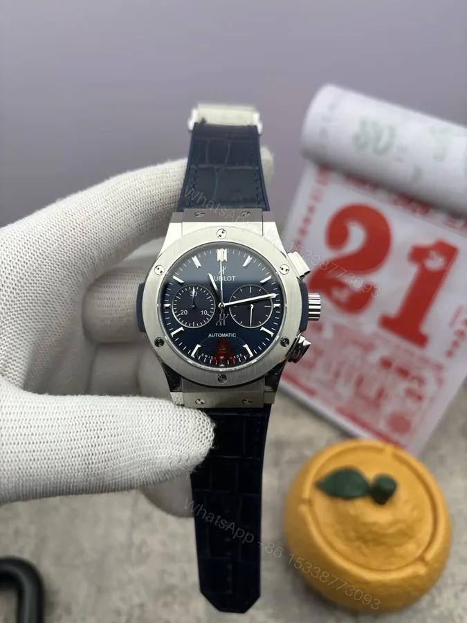 View 1 of Super Clone Hublot Classic Fusion Blue Dial Rubber Strap 44MM Premium Chronograph RG-HUBLOT-CF-CHRONO-BLU-RUB-44