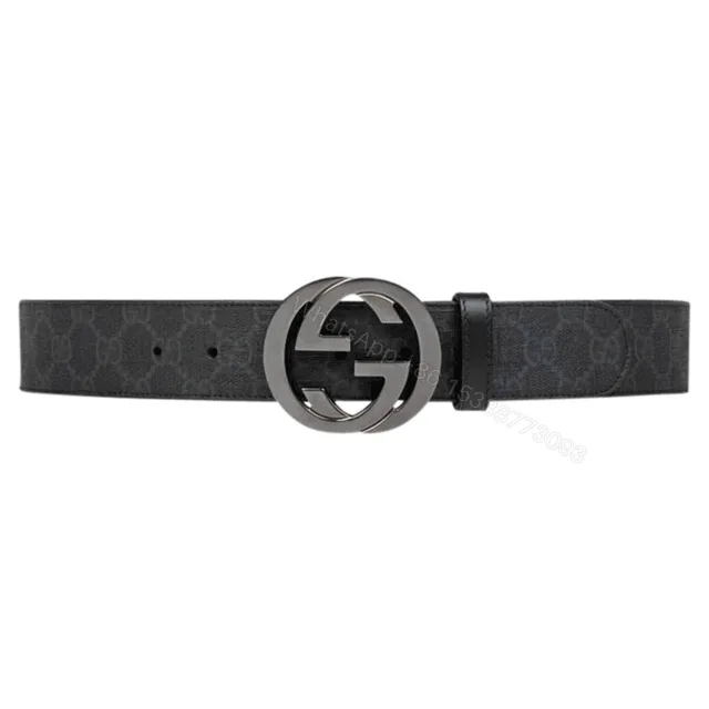 View 1 of GUCCI MEN’S BLACK GG SUPREME BELT WITH G BUCKLE – B32