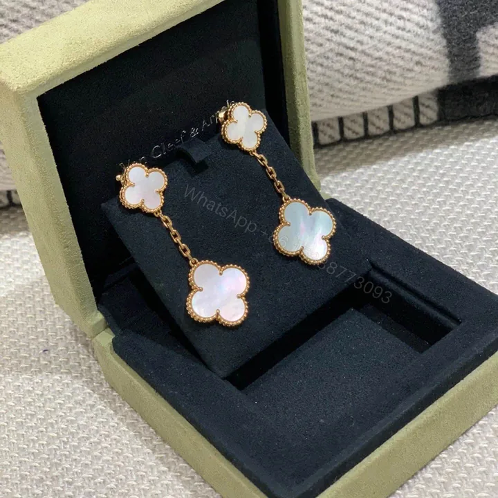 View 1 of Van Cleef & Arpels 18K Yellow Gold Magic Alhambra Earrings 2 motifs VCARD78800