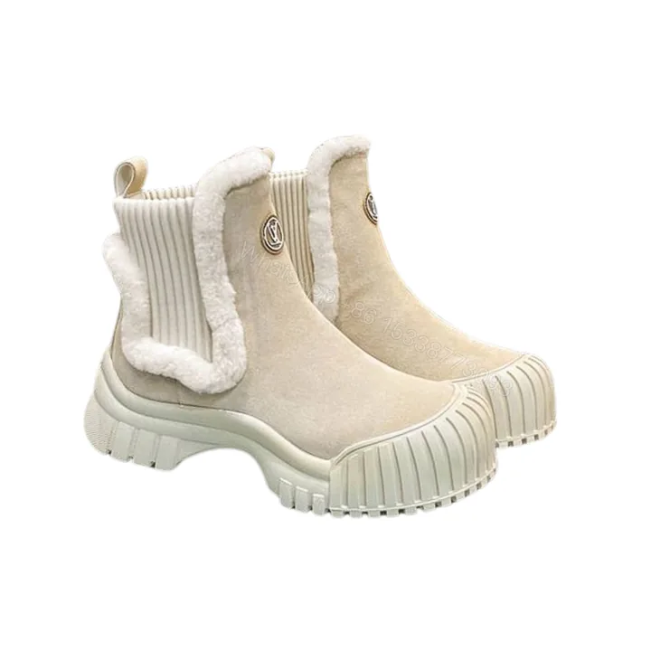 View 1 of LOUIS VUITTON RUBY FLAT BOOTS SUEDE CALFSKIN AND SHEARLING BEIGE 1AGWGB