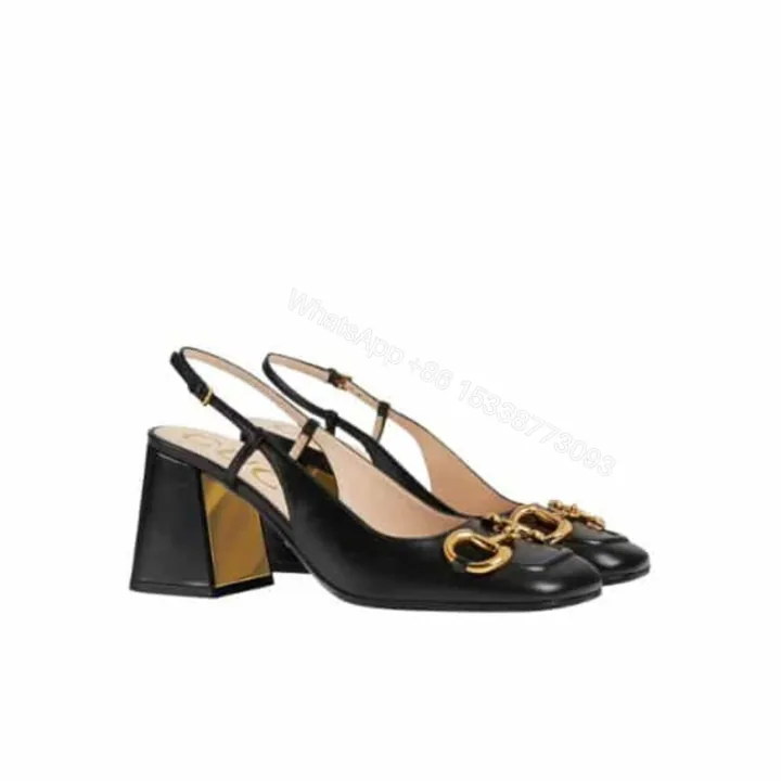 View 1 of Gucci Women’S Mid Heel Slingback With Horsebit Black ‎643892 C9D00 1000