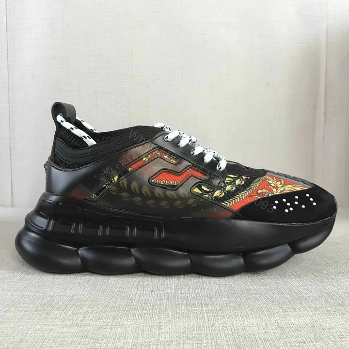 View 1 of VERSACE BLACK RED AND MULTICOLOURED CHAIN REACTION SNEAKERS – VS18