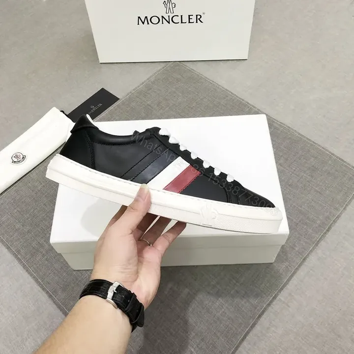 View 1 of Sleek Black + Leather + Color-Block Sneakers + All-Day Comfort + Sneaker
