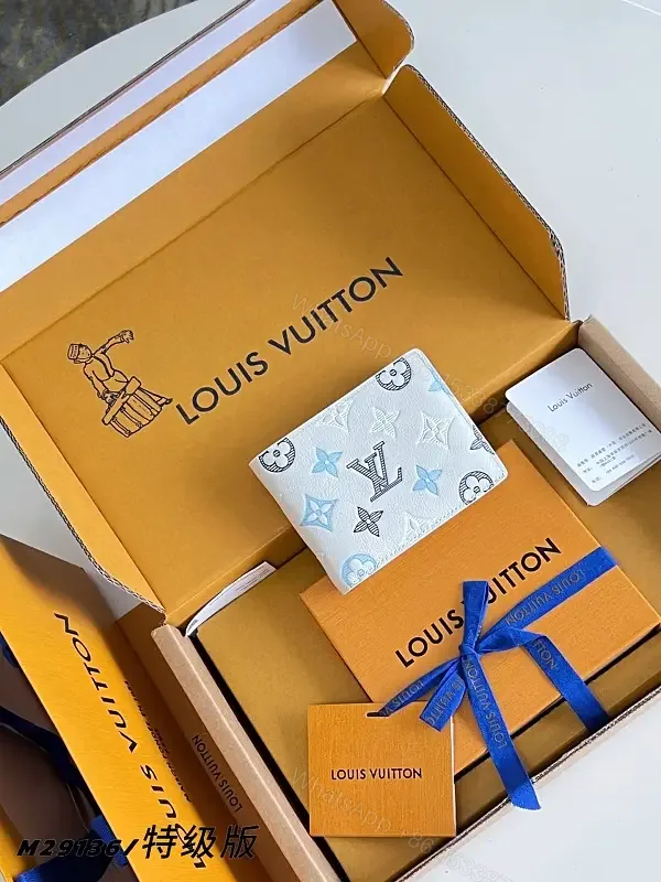 View 1 of Blue Gray LV Monogram Compact Bi-fold Wallet