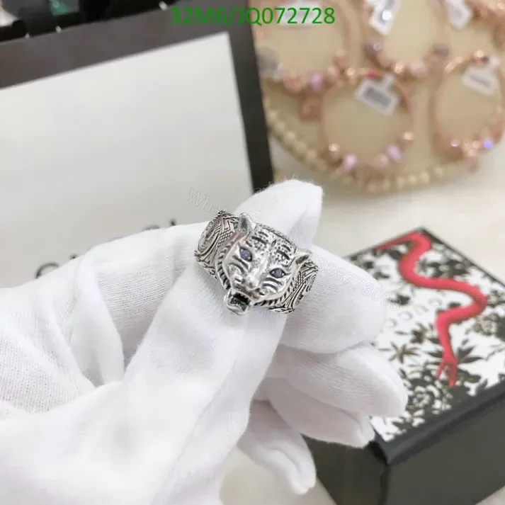 View 1 of Gucci Replica Men Tiger Silver Ring JQ0727285 – Bold and Refined