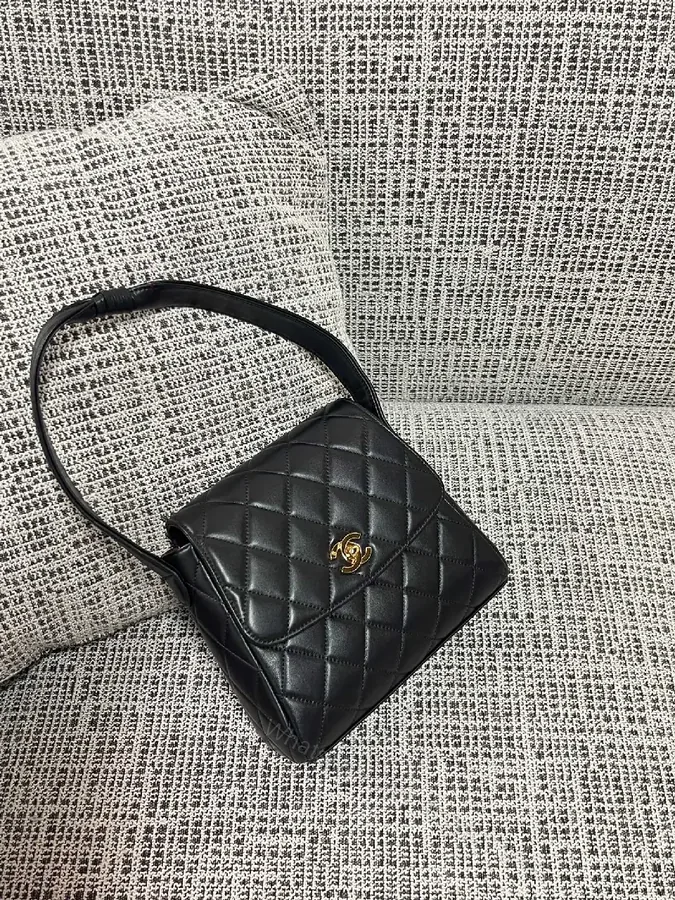 View 1 of Quilted Crossbody Bag with Gold Hardware, Leather, Luxury Style