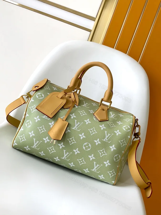 View 1 of LV 一比一綠色Speedy 25手袋 M14064清新老花配色款