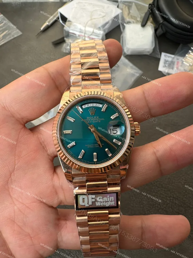 View 1 of Rolex Day-Date M128235-0085 1:1 Replica Rose Gold Turquoise Dial 36MM 3255 Movement Presidential Bracelet Super Clone Watch