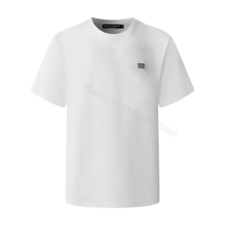 View 1 of Premium Cotton Tee: Minimalist White Crew Neck with Metallic Badge