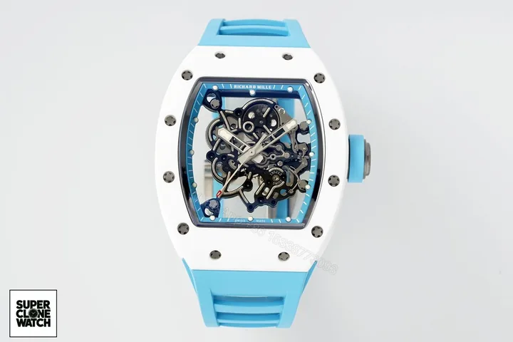 View 1 of Richard Mille RM055 APSF Blue Ceramic / Rubber Skeleton Dial Super Clone