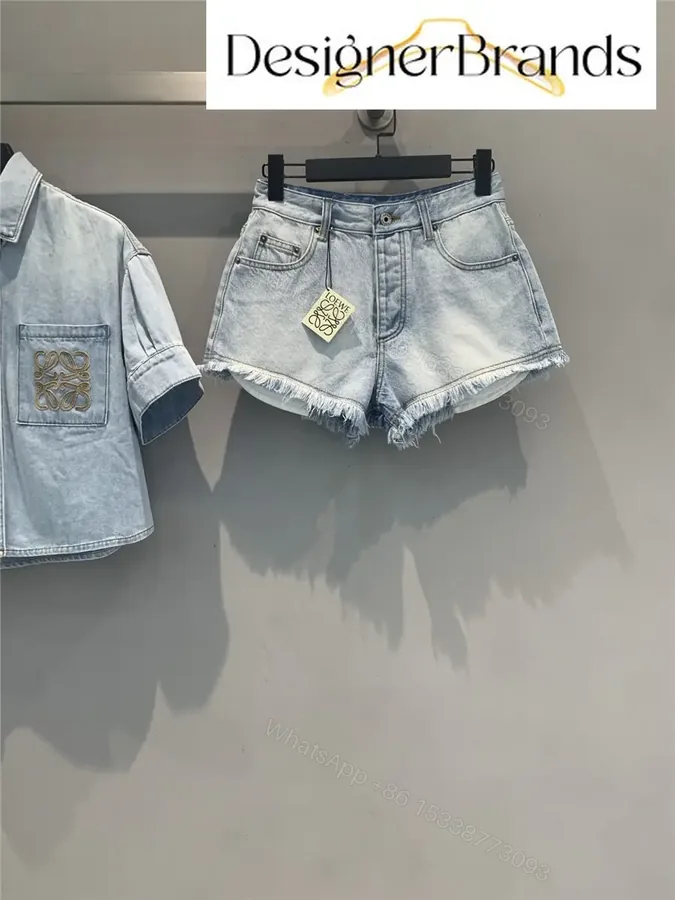 View 1 of Loewe Light Blue Cotton Denim Shorts