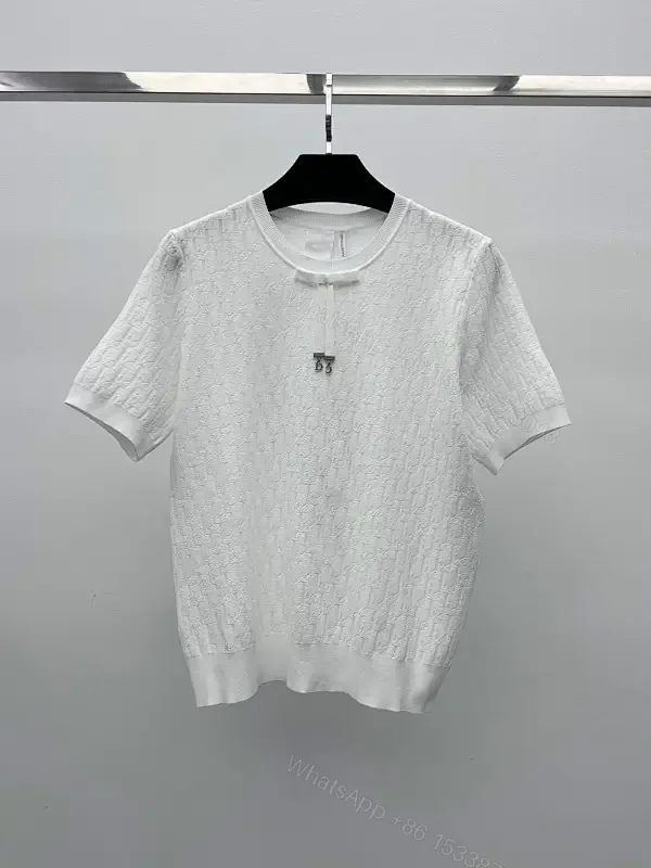 View 1 of Off-White Knit Top with Textured Cable Detail