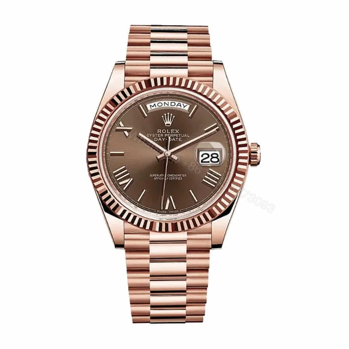View 1 of Rolex Day-Date 228235 Super Clone : 40mm Everose Gold Chocolate Roman Dial with Caliber 3255