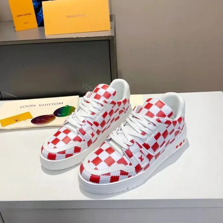 View 1 of Louis Vuitton x Nigo Trainers in the ‘Red White Plaid’