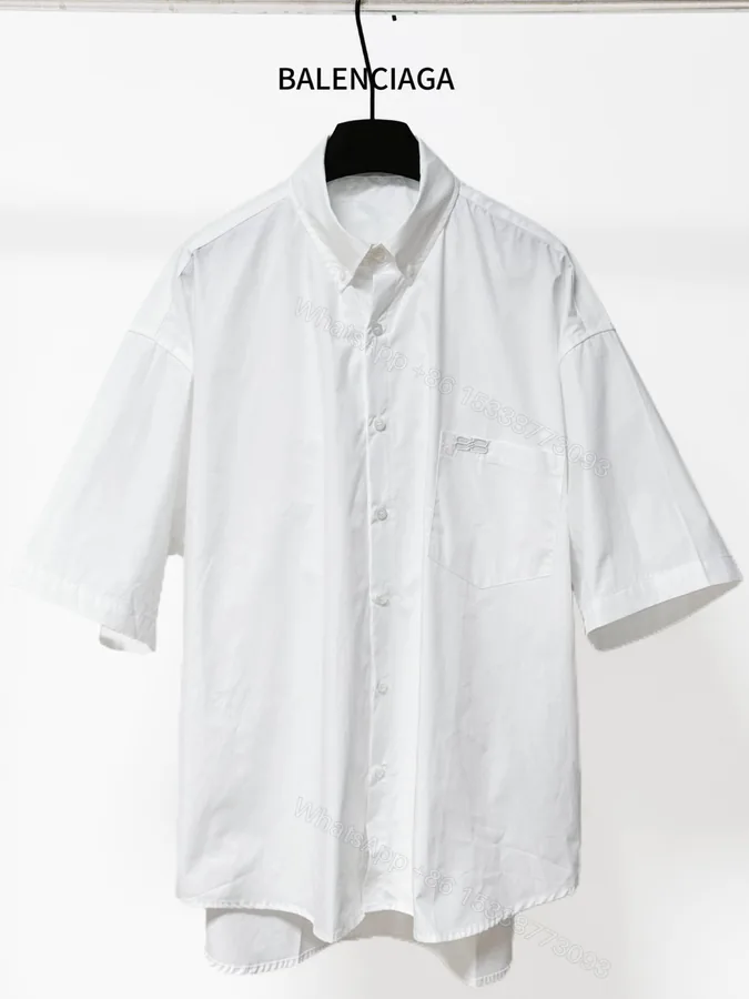 View 1 of Balenciaga 原單襯衫 男款白色口袋LOGO短袖寬鬆襯衣