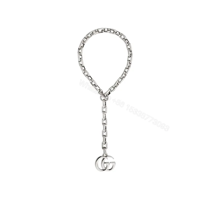 View 1 of Gucci GG Marmont Pendant Chain Necklace Silver