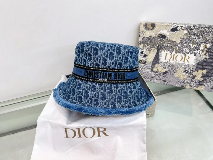 View 1 of Blue Denim Bucket Hat: Patterned Denim, Luxe Streetwear Style