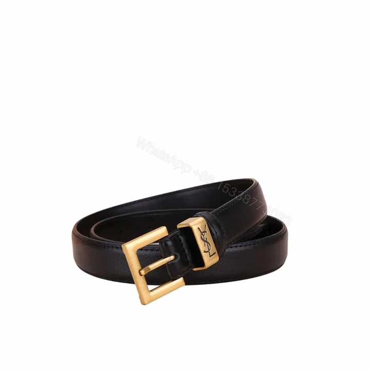 View 1 of SAINT LAURENT YSL SQUARE LOGO CLASSIC BELT BLACK 25MM