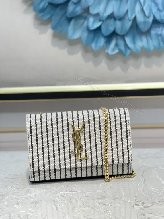 View 1 of White & Black Stripe Mini Crossbody â€” Luxe YSL-Inspired Crossbody Bag