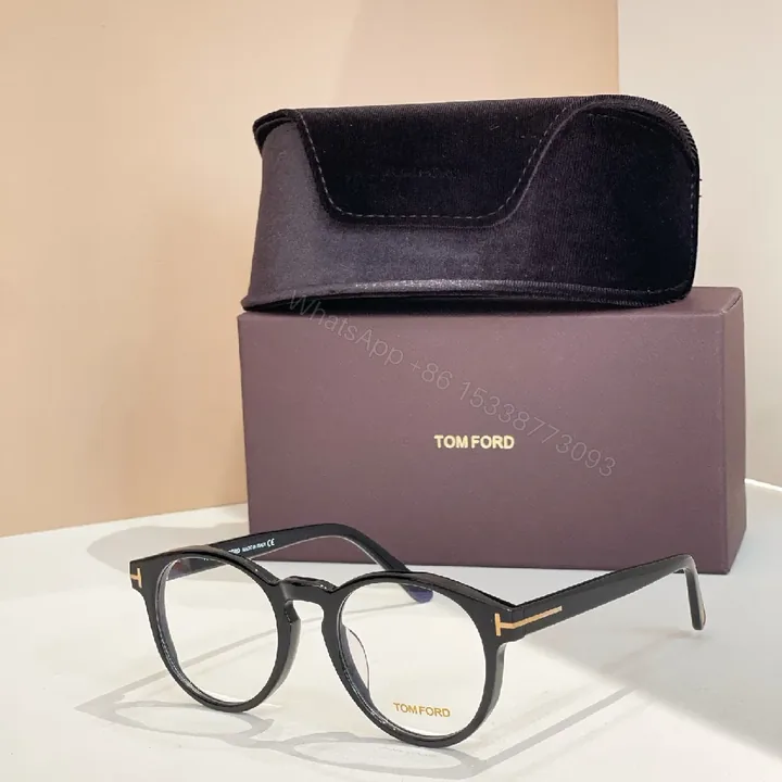 View 1 of Black Acetate Round Frame with Gold-Tone Detailing Eyewear
