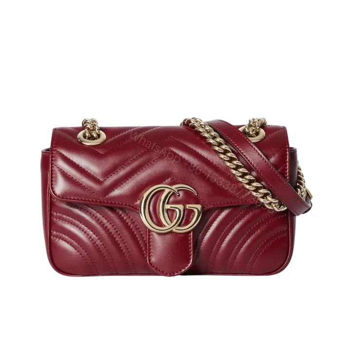 View 1 of GUCCI GG MARMONT MINI SHOULDER BAG ROSSO ANCORA 16CM 443497 AADPJ 6207