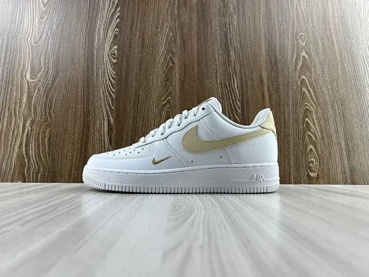 View 1 of White-White Gold Nike-Inspired Low-Top: Luxe Matte Leather Sneakers