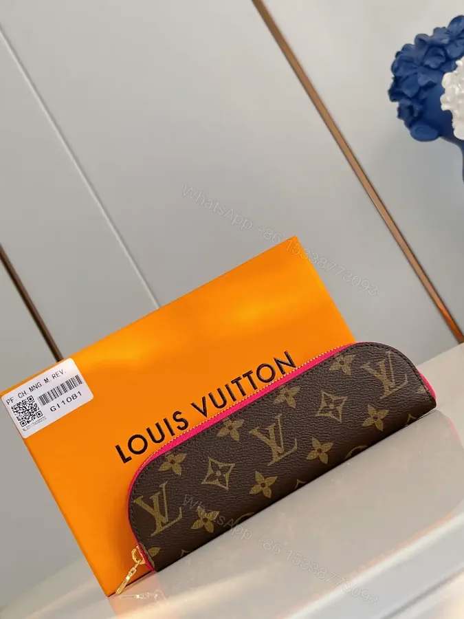 View 1 of Pink Edge LV-Style Monogram Wallet, Compact, Everyday Luxury