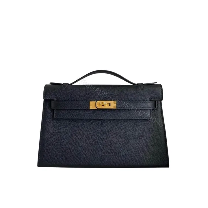 View 1 of Hermes Kelly Mini Epsom Handbag Black And Gold 20Cm