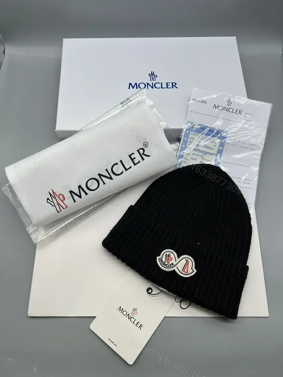 View 1 of Cozy Black Moncler Knit Beanie â€“ Luxury Streetwear Warmth