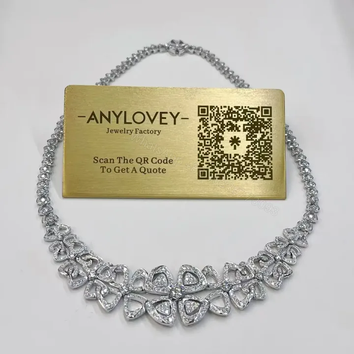 View 1 of 18kt White Gold Bvlgari Fiorever Pave Diamond Necklace Center Diamond 0.7ct