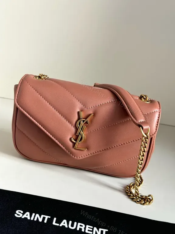 View 1 of Soft-Pink Quilted Crossbody with Gold Hardware - Yves Saint Laurent-Inspired