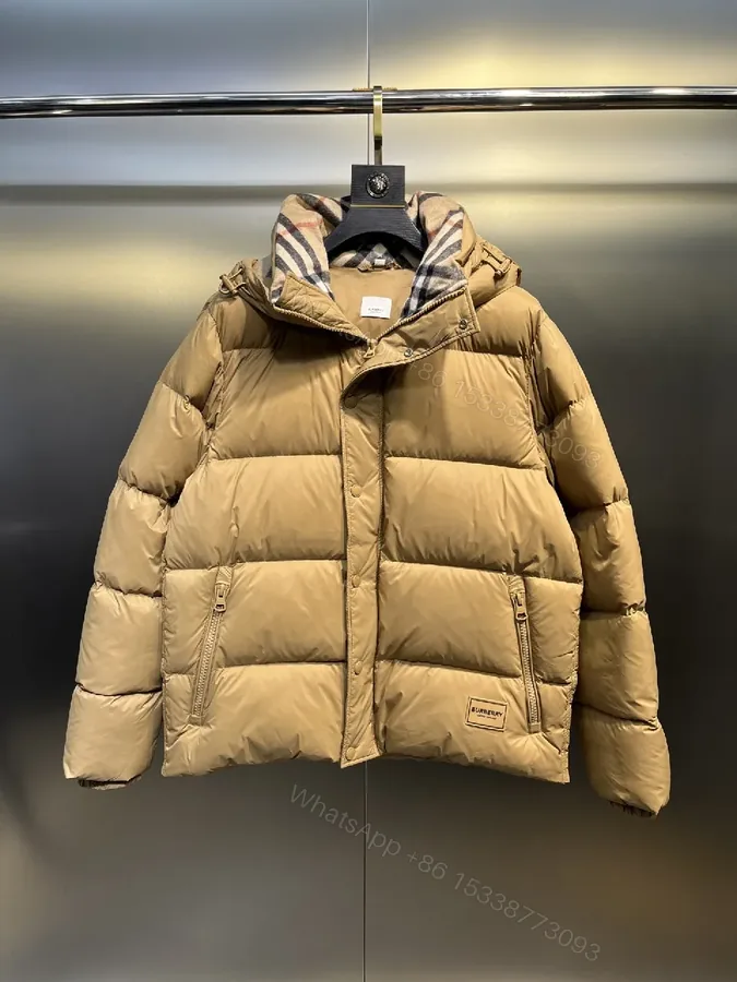 View 1 of Camel Quilted Puffer Jacket: Insulated, Plaid-Lined Luxury Coat