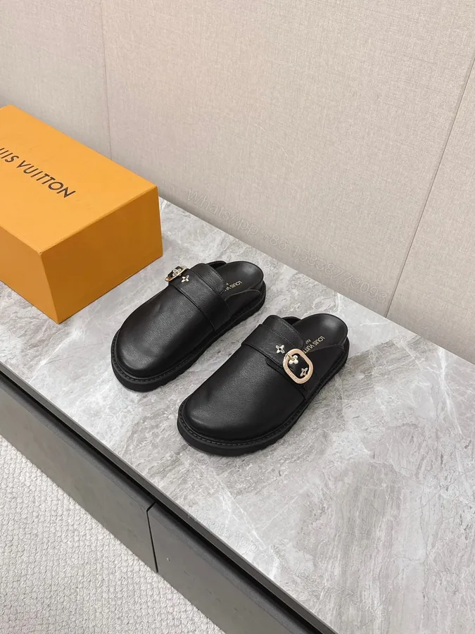 View 1 of LV Women Black Leather Mules