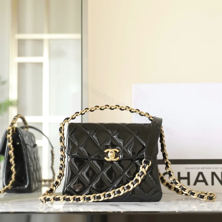 View 1 of 高仿Chanel*24S系列AS4472黑色漆皮單肩包免檢版