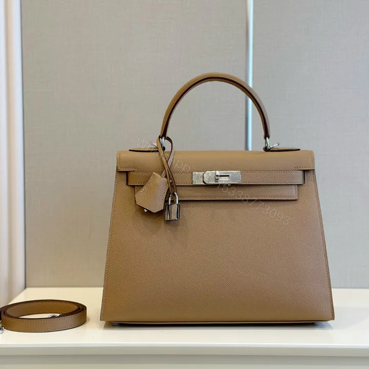 View 1 of Hermes Kelly 28 Epsom Brown Palladium Hardware