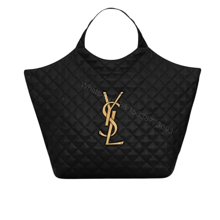 View 1 of Saint Laurent Icare Shopping Bag In Quilted Black Gold 50Cm