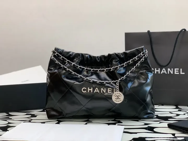 View 1 of Chanel-Inspired Quilted Black Leather Tote: Luxury That Moves