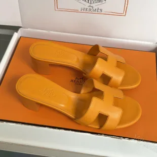 View 1 of Hermès Replica Oran Heeled Sandals Orange