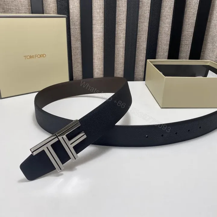 View 1 of Lux Calfskin Belt: TF-Inspired Buckle, Textured Matte Leather