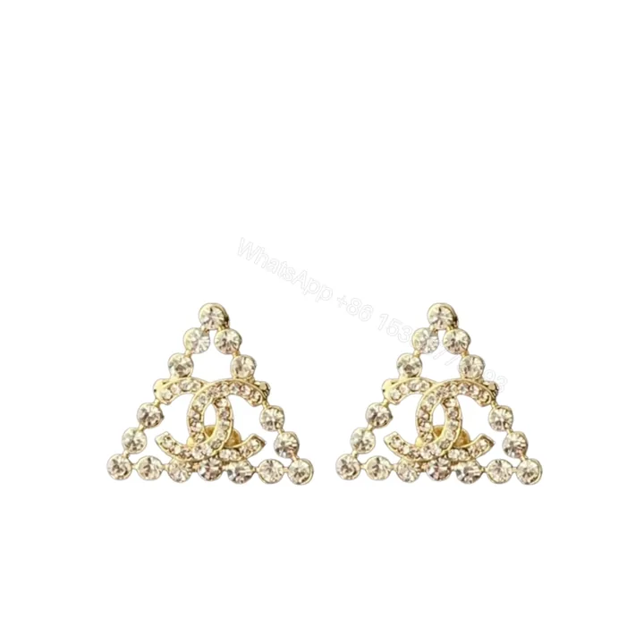 View 1 of Chanel Cc Logo With Triangular Gemstones Gold Ab2468 B010203 Nk635