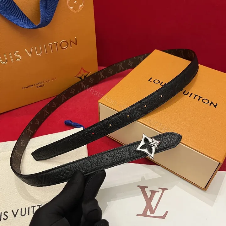 View 1 of Chic Textured Leather Belt — Monogram Accent, Slim Style, Versatile Accessory