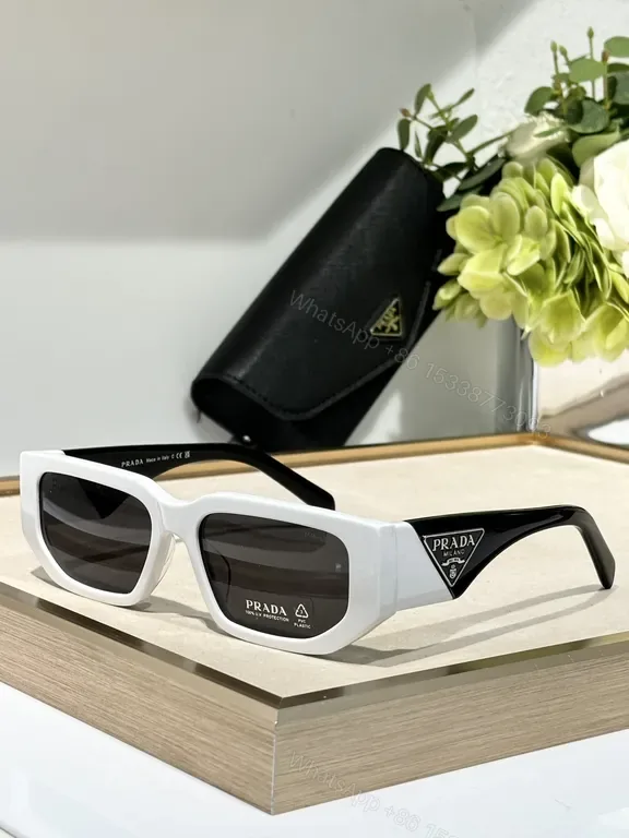 View 1 of Bold Two-Tone Prada-Style Sunglasses: UV400, Cat-Eye, Durable