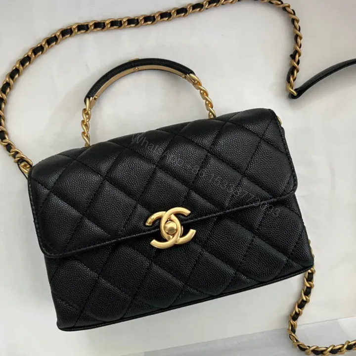 View 1 of Chanel Handle Woman’s Handbags Demi Lock Gold With Leather 19cm