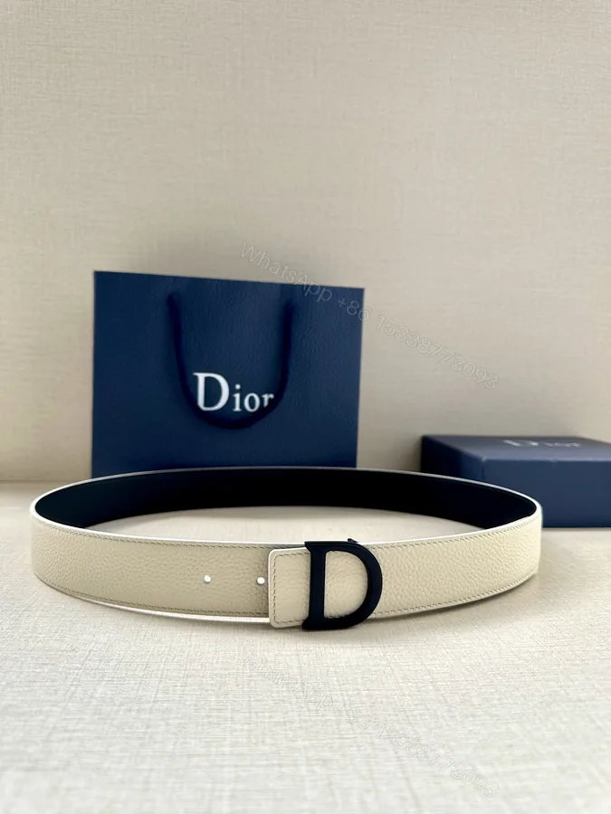 View 1 of Dior 原單男士奶油白皮帶 霧黑D扣 小眾清新款
