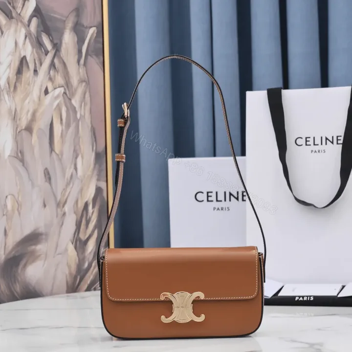 View 1 of Celine Triomphe Brown Handbag Super Premium Super Smooth Leather 20x12cm